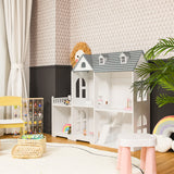 2-kerroksinen Dollhouse-kirjahylly 2-in-1 monikäyttöinen lasten kirjahylly