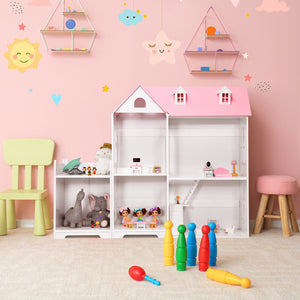 Librería de casa de muñecas de 2 niveles 2 en 1 multiusos para niños