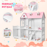 Dollhouse Bookcase 2-in-1 Multi-Purpose Children’s Wooden Bookshelf