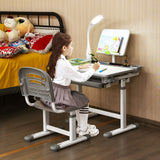 Height Adjustable Kids Study Desk & Chair Set Children Drawing 