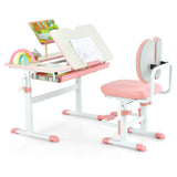 Children's Montessori Height Adjustable Tilting Study Desk & Ergonomic Chair | Pink | 3 to 12 Years