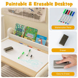 Childrens 2-in-1 Table & Chair Set with Whiteboard Top & Storage | Toddler Activity Table | Eraser | Dry-Wipe Pens