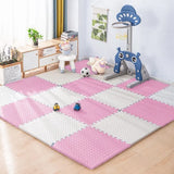 24 Interlocking Montessori Thick Foam Play Mats | Jigsaw Mats for Baby Playpens and Playrooms | Grey, Pink & White