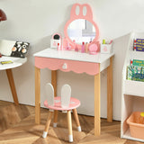 Kids Vanity Table and Chair Set Pretend Makeup Dressing Table 