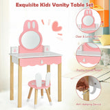 Kids Vanity Table and Chair Set Pretend Makeup Dressing