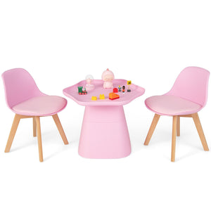 3 PCS Kids Table and Chairs Set Toddler Activity Table and Chairs with Backrest