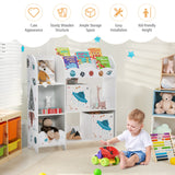 estante Montessori 2 em 1 e unidade de armazenamento de brinquedos | Armazenamento de madeira | Tema Espacial | Branco