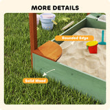 Rounded edges for little hands and solid wood is used in the manufacture of this childrens sandpit with cover