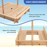 Deluxe Montessori Eco-Conscious Robust Cedar Wood Sandpit with Bench & Canopy | 3-6 years