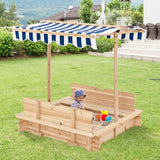 Deluxe Montessori Eco-Conscious Robust Cedar Wood Sandpit with Bench & Canopy | 3-6 years