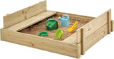 Outdoor wooden sandpit with removable lid and bench conversion