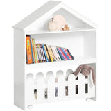 Large Montessori Eco-Wooden Dolls House Bookcase | Portable Toy Storage | White 