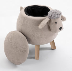 Tabouret 4 en 1 pour enfants, boîte de rangement, repose-pieds et siège | Coffre à jouets | Conception de mouton super mignon
