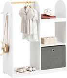 3-in-1 Deluxe Montessori Dress Up Rail | Clothes Rail | Shelves | Mirror & Storage Box | White | 1.08m High