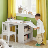 Montessori Pladsbesparende Børns lektieskrivebord | Papirrulle | Opbevaring | Ergonomisk stol | 5-12 år