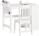 Montessori Pladsbesparende Børns lektieskrivebord | Papirrulle | Opbevaring | Hvid | Ergonomisk stol | 5-12 år