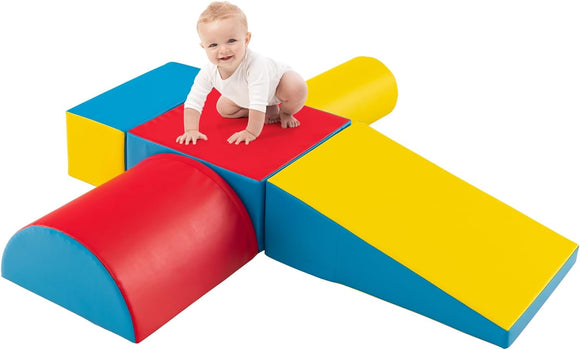 Indoor 5 Piece Montessori Soft Play Equipment | Foam Play Set | Primary Colours | 6 months+