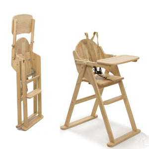 كرسي مرتفع خشبي قابل للطي وصديق للبيئة - مناسب لعمر 6 أشهر فما فوق