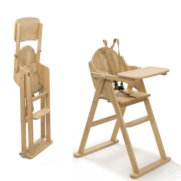 Eco conscious natural folding wooden high chair - 6 months plus