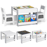 Spine-Supporting Montessori  Kids Table & Chairs Set | Reversible Tabletop | Bookshelves & Storage | White Grey