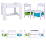 Kids 3-in-1 Wooden Table & Chairs | Reversible Top | Lego Board | Storage Drawers | 3 Years+