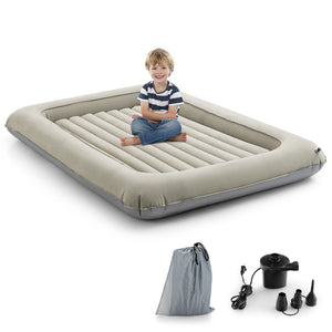 Schnell montierbares, aufblasbares, tragbares Kinderreisebett und Bällebad | Matratze, Tragetasche und Luftpumpe | beige | 18m+