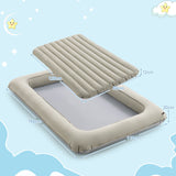 سرير سفر للأطفال قابل للنفخ سريع التجميع وحمام سباحة كروي | مرتبة وحقيبة حمل ومضخة هواء | بيج | 18 م+