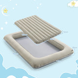 Lit de voyage gonflable pour enfants à assemblage rapide et piscine à balles | matelas, sac de transport et pompe à air | beige | 18 mois et plus