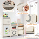 cocina de juguete Montessori grande 3 en 1 | Pizarra blanca magnética | Unidad de almacenamiento de juguetes | 3 años en adelante