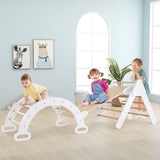 6-in-1 Children's Eco Wood Climbing Frame | Montessori Pikler Set | Arch | Rocker | Slide | Climbing Triangle in White and Natural