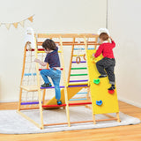 8-in-1 Eco Wood Jungle Gym | Climber Play Set | Slide | Monkey Bars | 3 years+ | Multicoloured