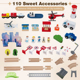 Little Helper wooden train table with 110-piece railway set and built-in storage drawer.