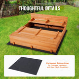 Kids wooden sand pit with liner and cover