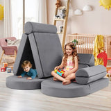 Beautiful soft play set with 13 different shapes in a soft grey suedette fabric