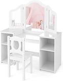 Montessori 2-in-1 Homework Desk & Vanity Dressing Table  & Chair| Bureau | Storage | White | 3 Years+