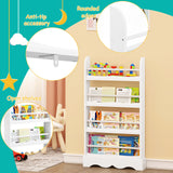 Childrens | Kids 4 Tier Wall Mounted Wooden Bookcase | White | 1.18m