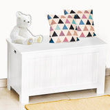 صندوق ألعاب خشبي كبير للأطفال بمفصلة بطيئة الإصدار | العثمانية | صندوق البطانية | أبيض