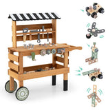 2-in-1 Wooden Kids’ Tool Bench & Rolling Cart with Play Tools | Ages 3+