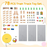 Little Helper 78-piece wooden train and activity table with railway tracks, bridge and colourful accessories.