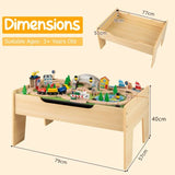 Children’s wooden train table dimensions showing 79 cm length, 57 cm width and 40 cm height.