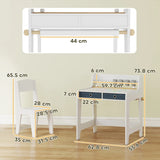 Children's Art Desk & Chair Set with Drawers, Shelf & Paper Roll Holder | White