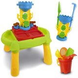 mesa de arena y agua 2 en 1 | Kit de accesorios de 16 piezas con rueda hidráulica | Pozo de arena para niños | 3 años+