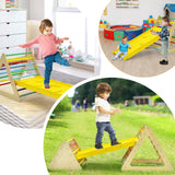 This pikler triangle slide and climbing wall can be used indoors and outdoors
