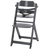 chaise haute 3 en 1 gris chaud à hauteur réglable et repose-pieds réglable avec barre de protection et harnais 3 points