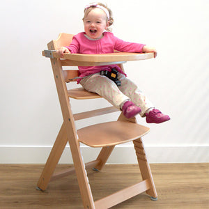 cadeira alta de madeira ajustável 3 em 1, arnês de segurança e barra de segurança