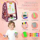 3-in-1 Montessori Height Adjustable Childrens Easel Magnetic Whiteboard Chalkboard & Bookcase with accessories