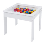 Storage underneath for lego pieces and arts and craft tools