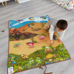 Interaktiv | Pedagogisk matta och spel för dinosaurier | Lekmatta med app | 120 x 90 cm