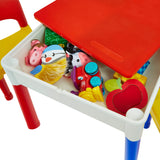L'espace de rangement peut être utilisé pour les jouets, les jeux, etc. mais convient également aux jeux de sable ou d'eau, idéal pour le développement tactile et sensoriel de l'enfant.