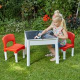 Children's 6-in-1 Table & 2 Chairs Set with a chalkboard